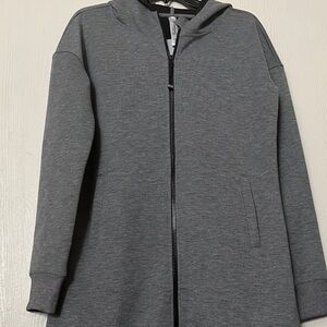 Lorna Jane Charcoal Hooded Jacket Size M Ptp 21 top to bottom 35 inches approx.